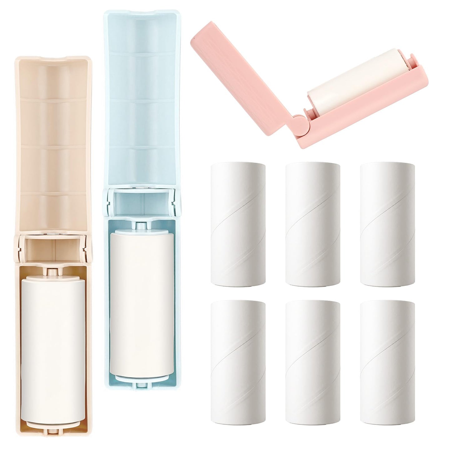 3-Pack Mini Reusable Lint Roller for Travel, Lint Remover with 6 Refills