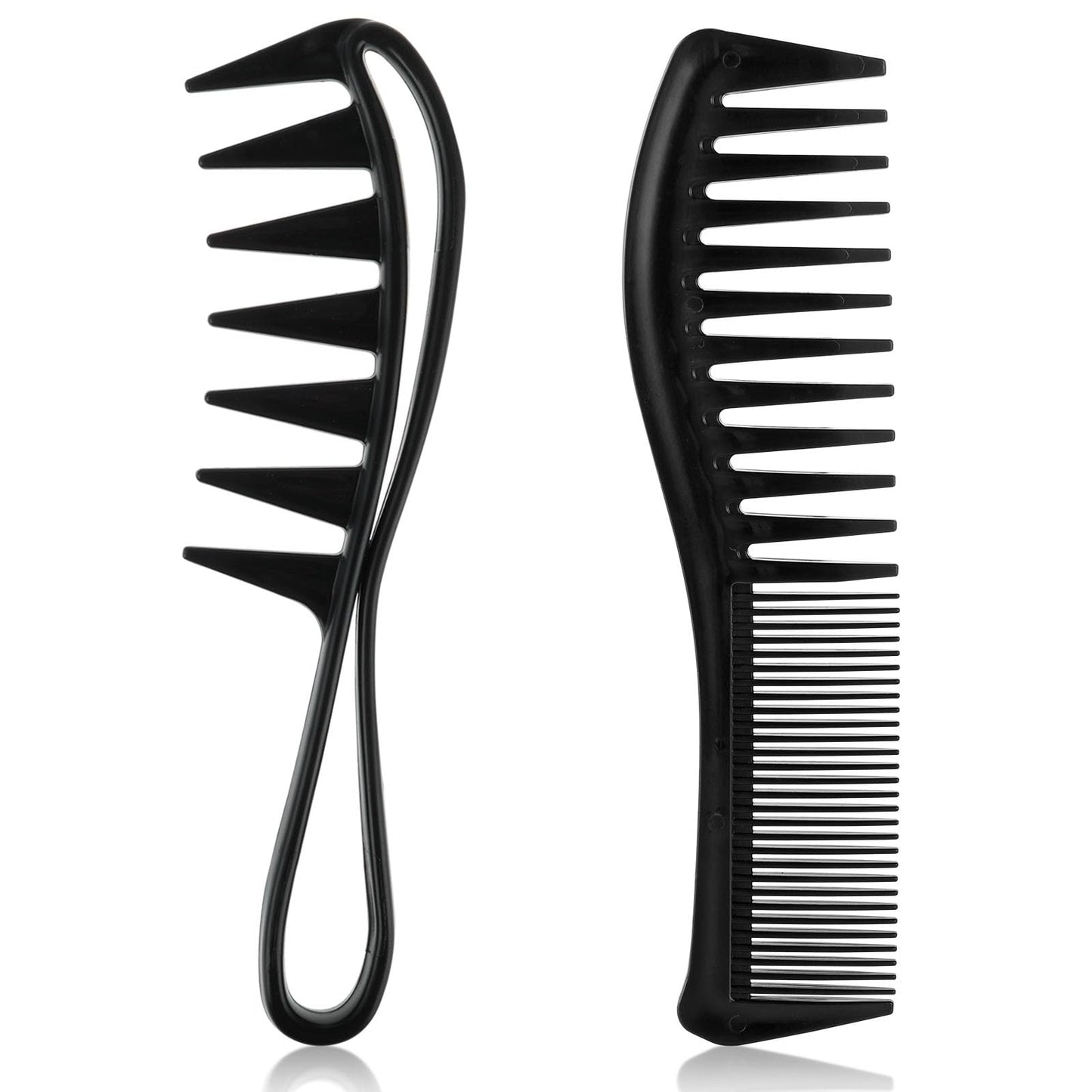 Ouligay 2Pcs Wide Tooth Large Tooth Comb Shark Teeth Combs Curl Comb Double Comb Hairstyle Comb Salon Barber Comb for Curly Wavy Thick Wet Hair Styling Tool for Women Men