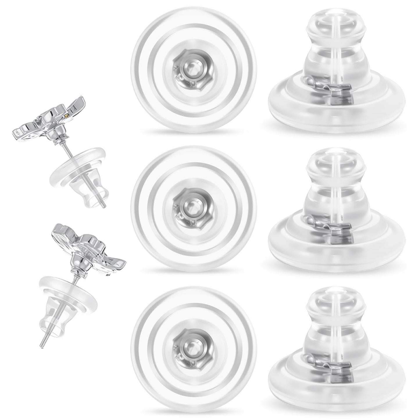 Mabor Pack of 10 Ear Studs Clasp Silicone Hypoallergenic Earring Closure Silicone Soft Earring Stopper Replacement Earring Closure for Most Earrings