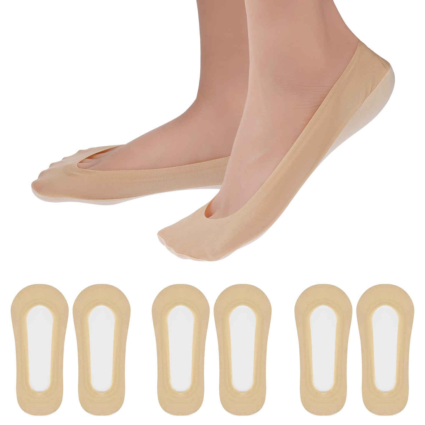 No Show Socks Womens For Flats 6 Pairs Low Cut Liner Socks Flat Socks For Women Non Slip Ultra Low Cut Invisible Footies No Show Non Slip Hidden Liner Socks Non-Skid Boat Socks Liner Socks Womens