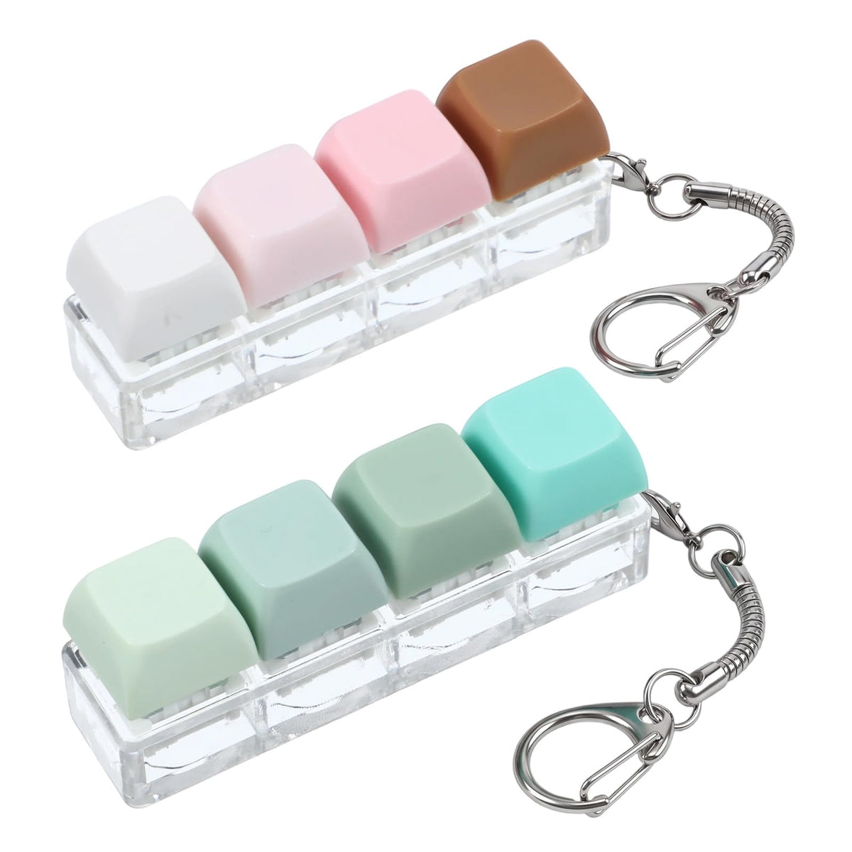 Mabor 2Pcs Fidget Keyboard Clicker, Keyboard Keychain of 4 Colors