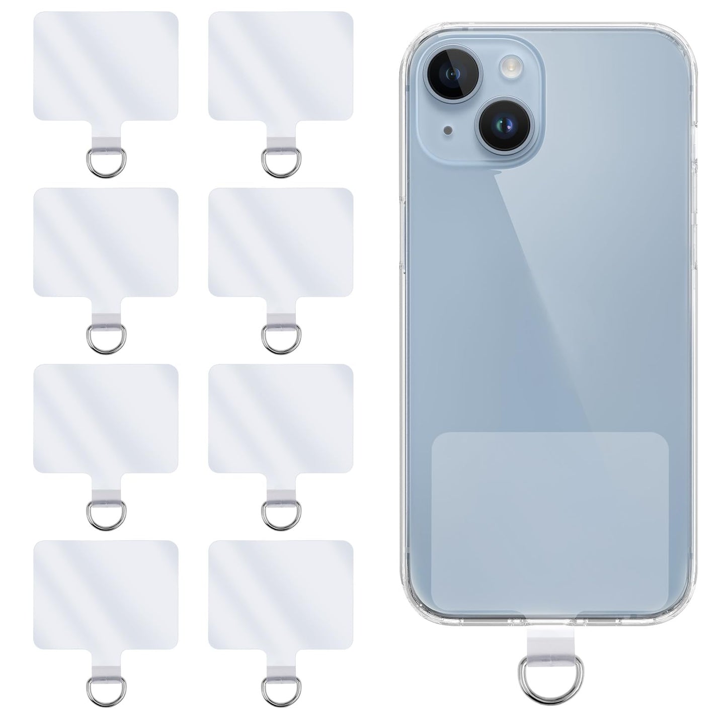Mabor Universal Phone Tether Tabs, 8 Pcs D-Buckle Phone Lanyard Replacement Part PVC Transparent Phone Tether Tab for Phone Lanyard Compatible with Most Smartphones