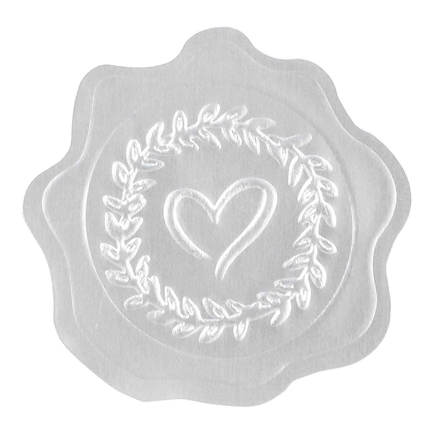 Heart Envelope Seals Stickers 300pcs Wax Seal Stickers Wedding Envelope Stickers Silver Heart Pattern Envelope Seal Decals Self-Adhesive Silver Foil Stamps Stickers for Invitations Greeting Cards