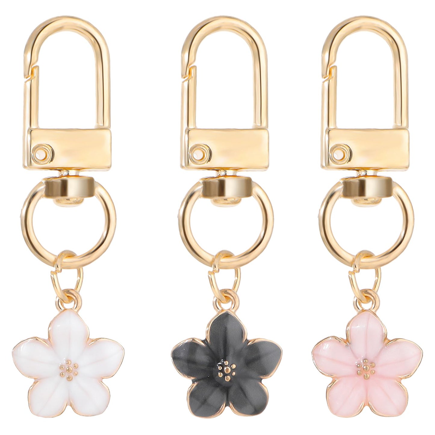 Mabor 3Pcs Cute Flower keychains for Women, Aesthetic Keychain Charms, Bag Purse Charms for Handbags Backpacks Earphone Case Decoration Accessories