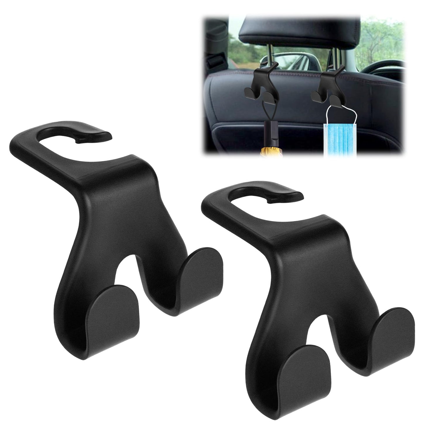 Mabor Bag Hooks for Car, 2pcs Car Hooks,Coat Headrest Hooks Bearing 44 LBS One Second Install Organizer,Multifunctional Hook for Car Seat Back