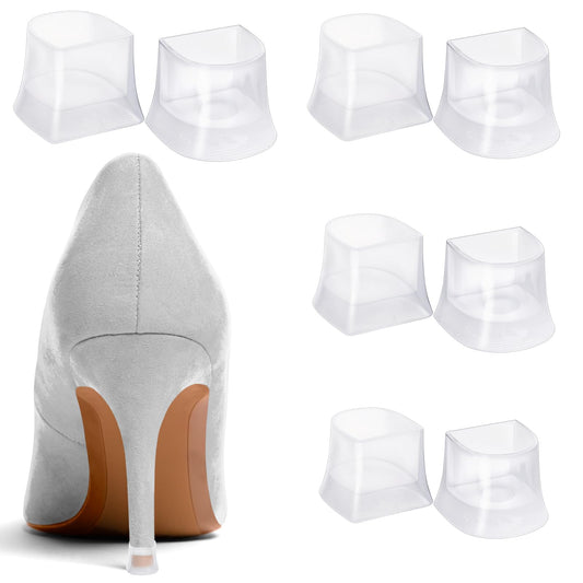 Xinjoduz 8 PCS Heel Caps for High Heels, Clear High Heel Protectors for Shoes Black Non-Slip Heel Stoppers Heel Replacement Tips Covers for Grass Wedding Gravel Wetlands Outdoor Events(XXS,XS,S,M)