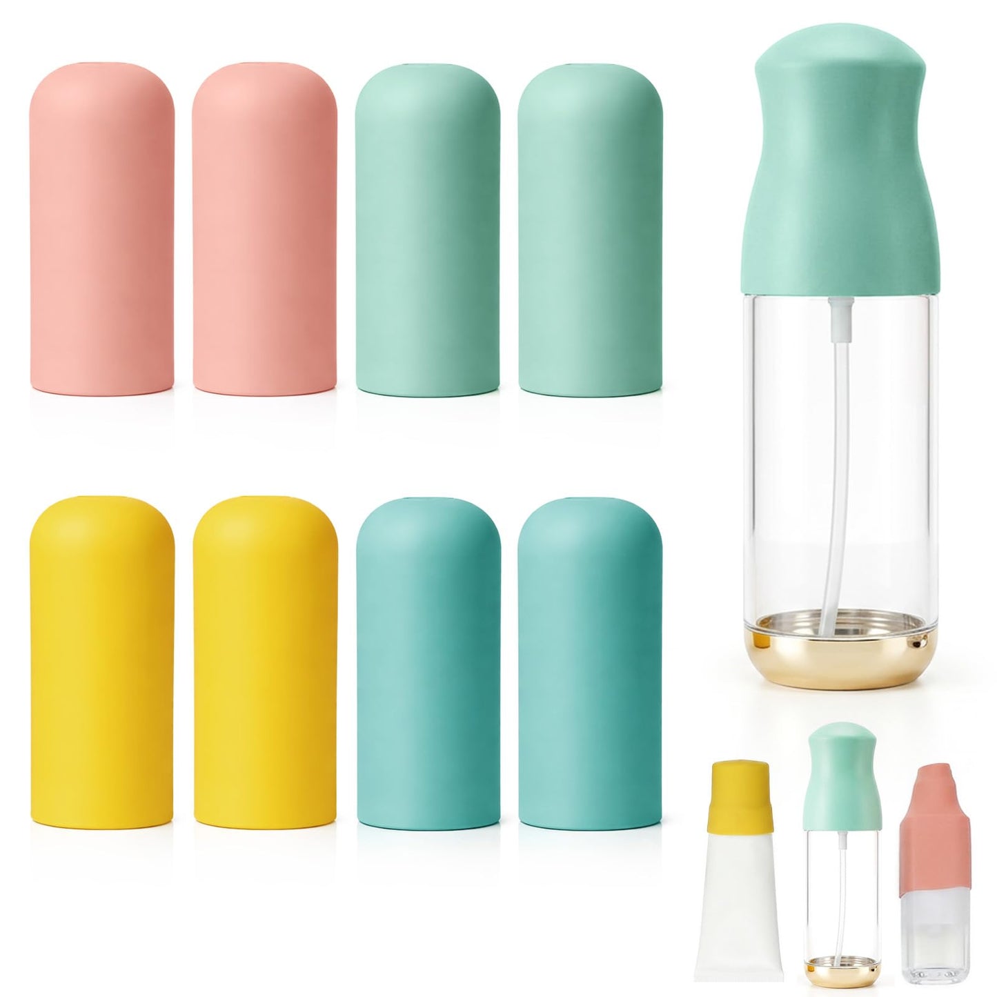 Tyqour 8 Pack Silicone Bottle Covers for Traveling, Travel Bottle Covers for Women Men, Silicone Covers for Travel Toiletries, Cruise Ship Essentials 2026 Leak Proofing Elastic Sleeves