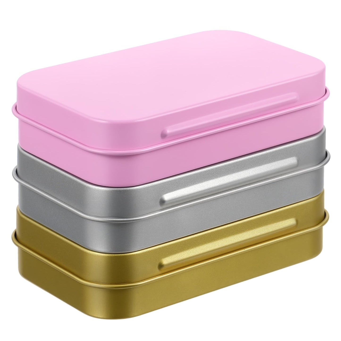 3PCS Small Tin Hinged Metal Tin Containers with Lids Rectangular Tinplate