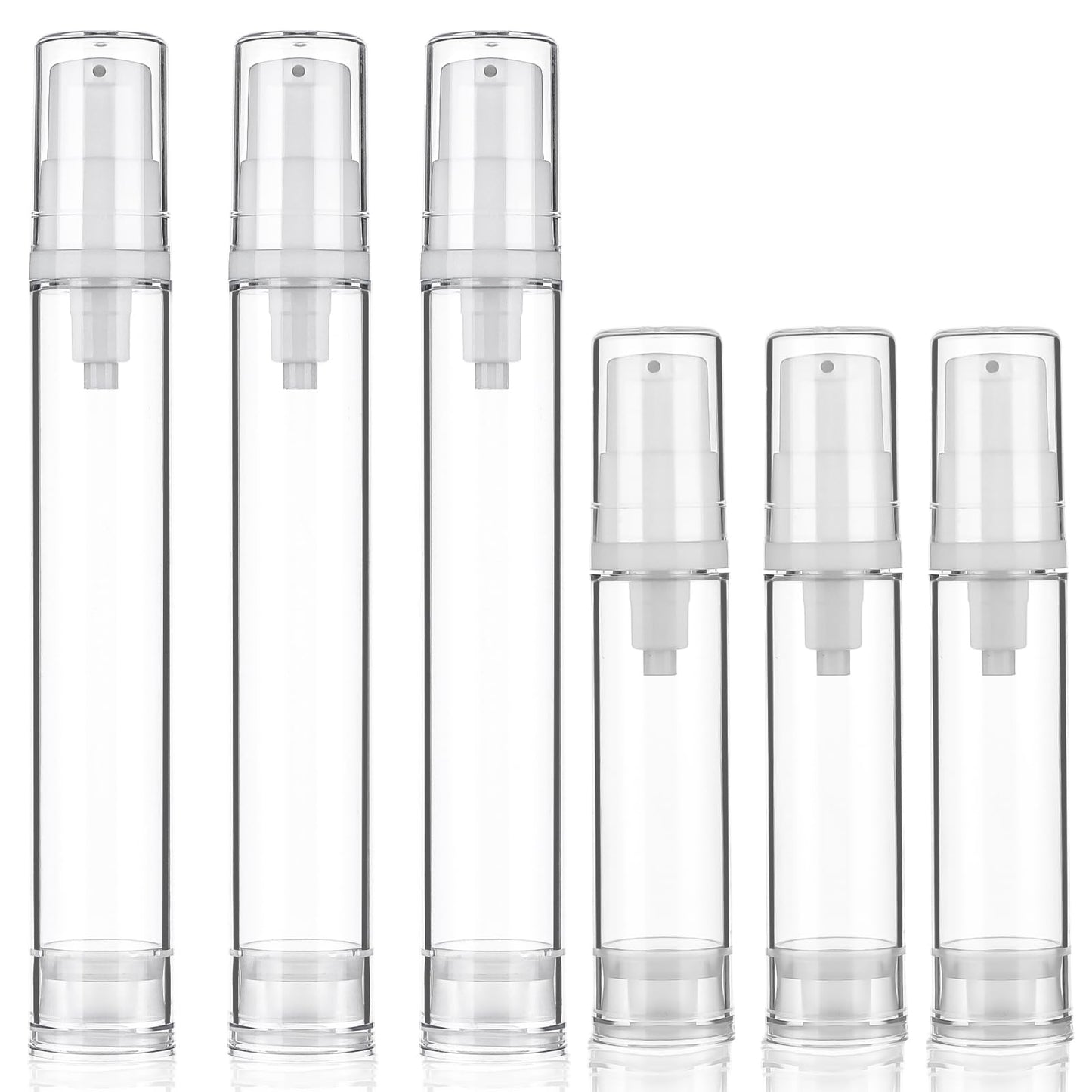 Ouligay 6Pcs Empty Airless Pump Bottles, 10ml and 15ml Travel Empty Lotion Container, Vacuum Press Pump Bottles, Travel Pump Bottle Vacuum Cosmetic Dispenser
