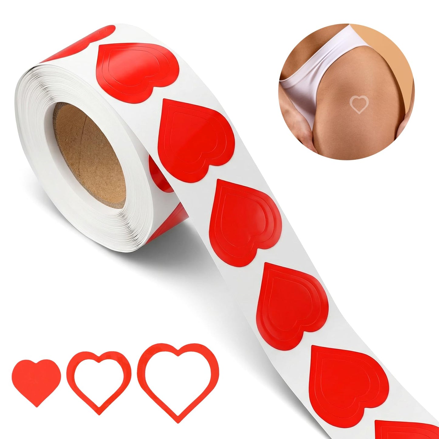 Chsoejuf 1000PCS Red Tanning Stickers Heart Decorative Tan Sticker for Body