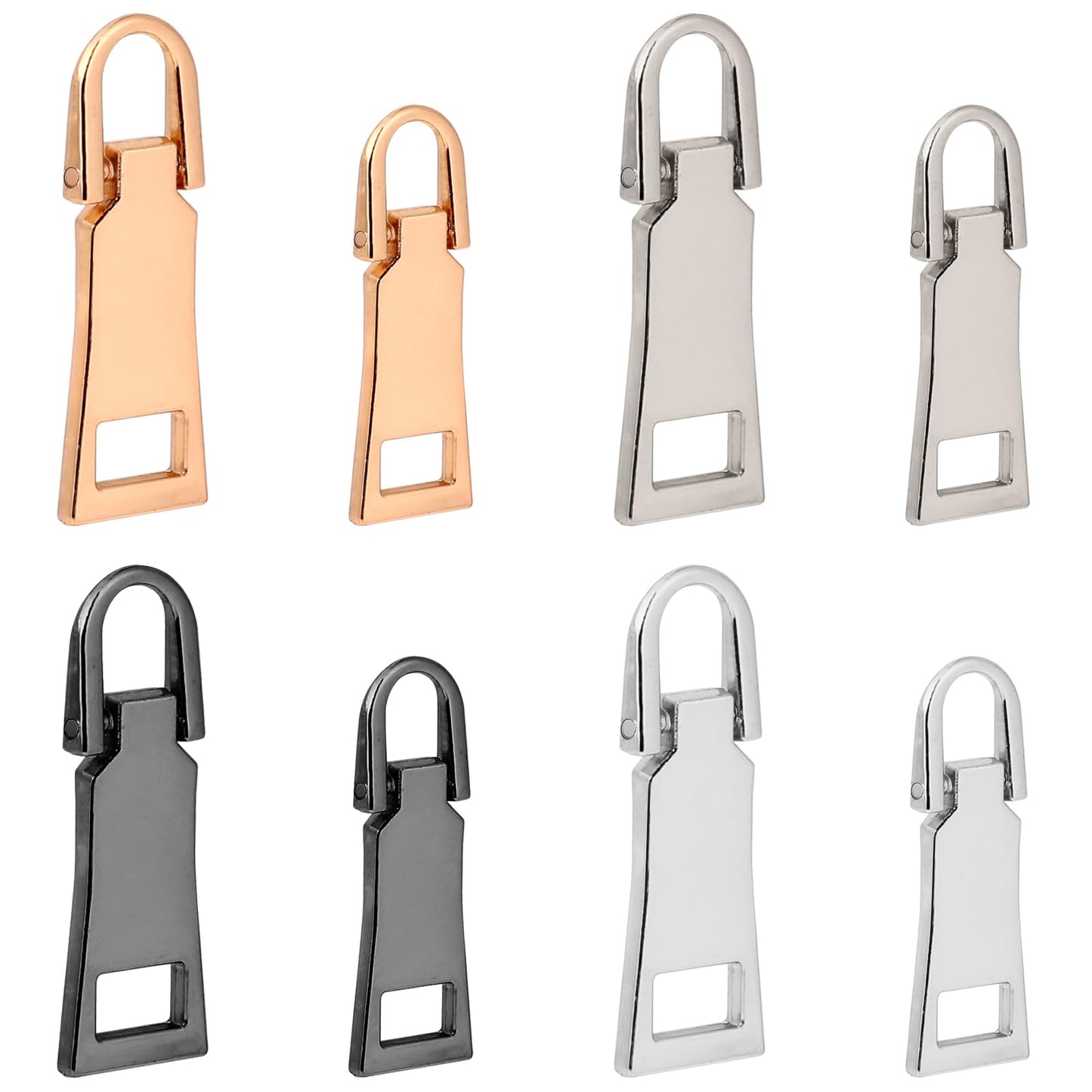 Replacement Zipper Pull, 4 Colors 8PCS Metal Zipper Handle Mend Fixer Fixer Zippers Tab Repair Universal Replacement for Luggage, Suitcases, Backpacks, Jackets, Purses, Handbags(Size 3 and 5)