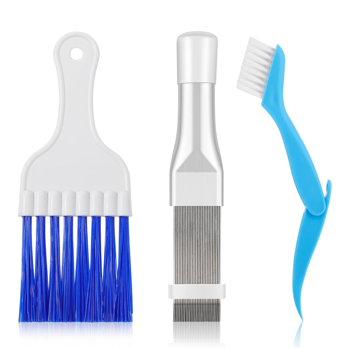Nogeqi 3 Styles Multifunction Ac Coil Cleaner Brush Air Conditioner Condenser Coil Brush Kit for Kitchen Small Appliances Air Conditioner Fin Comb Straightener Clean Brush