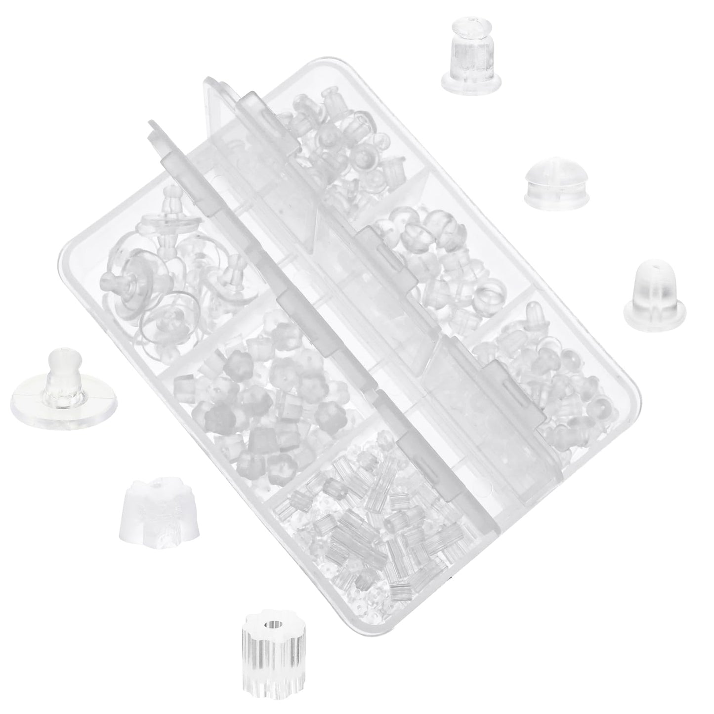 Mabor Earring Backs Replacements, 600pcsRubber Earring Stoppers,Silicone Material & Skin-Friendly Earring Backs Plastic Soft Clear Silicone,Earring Backs Safety Backs