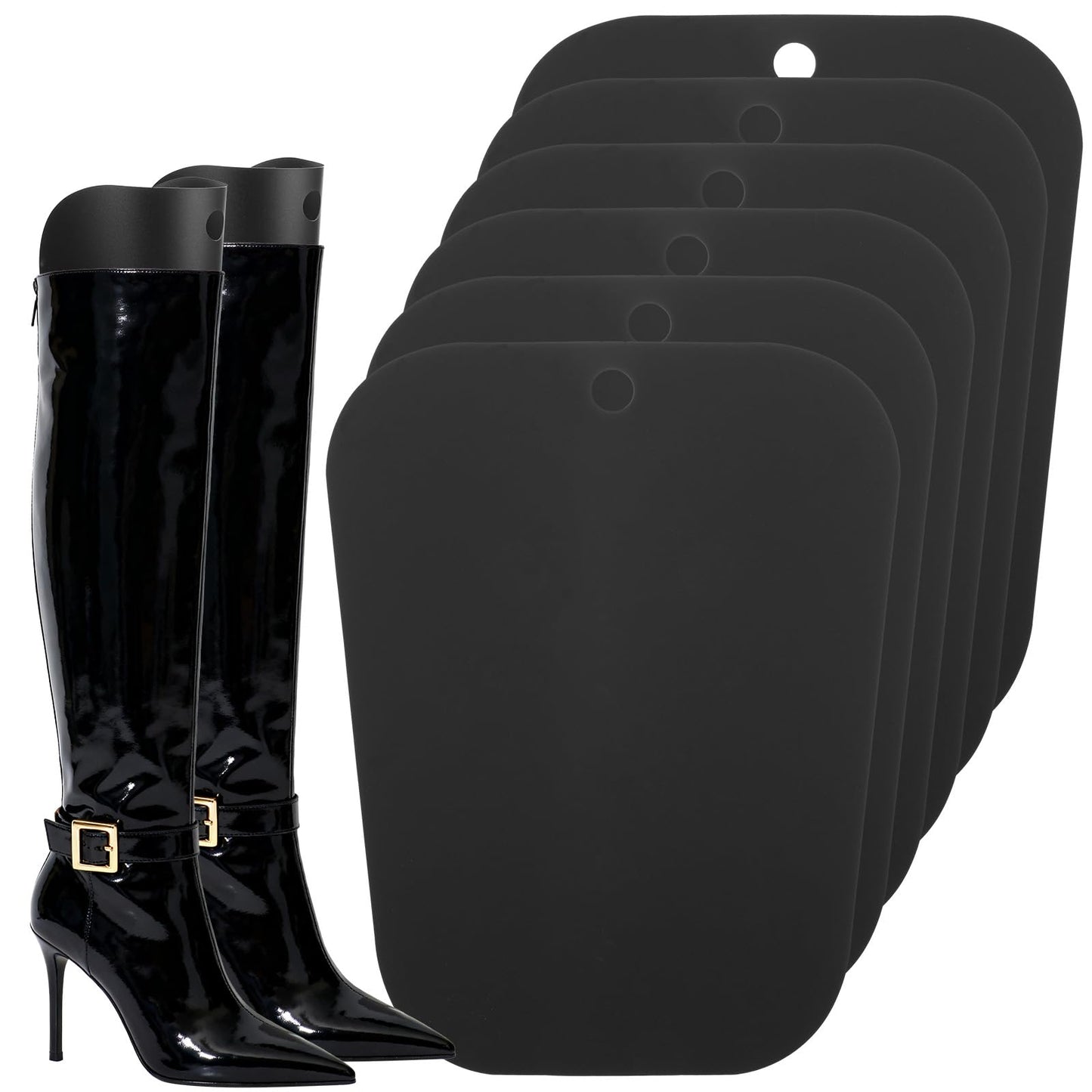 Bremorou 6 Pcs Boot Shapers, Flexible Boot Shaper Inserts for Tall Boots, Lightweight Boots Holder for Women and Men to Keep Shape, Black Tall Boot Shapers Insert Fillers to Maintain Shape