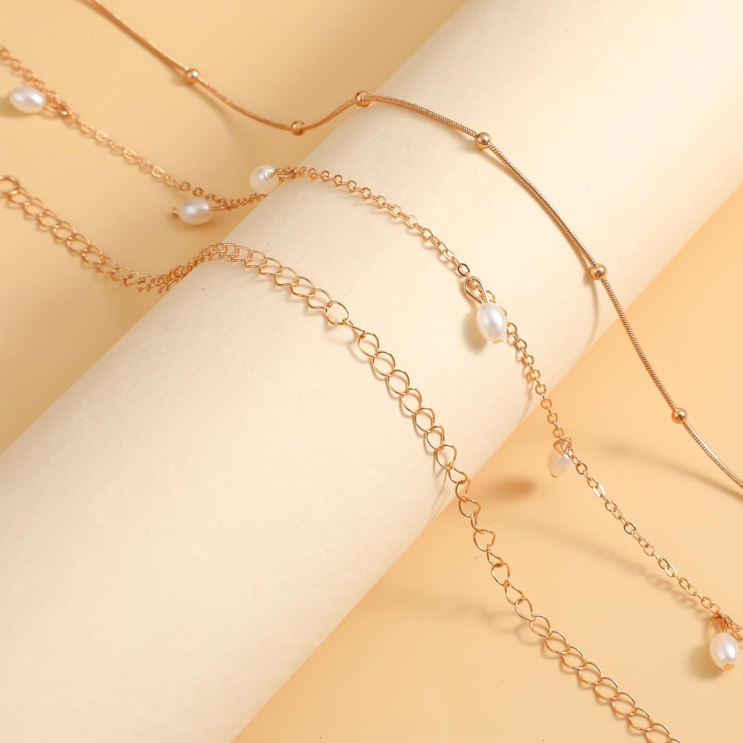 2PCS 14K Gold Waist Chain Plated Belly Chain, Adjustable Body Chain Boho Layered Beaded and Pearl Pendant Body Stomach Chains, Sexy Beach Bikini Belly Necklace Chain Waist Jewelry for Women Teen Girls