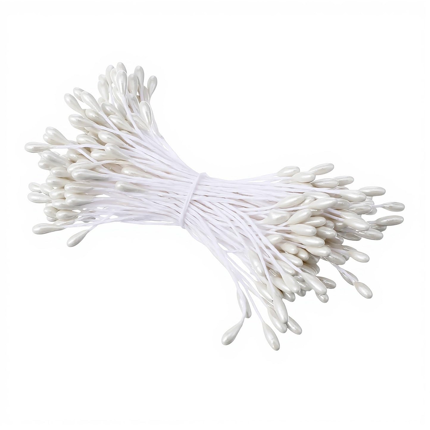 Sorcristy 300 PCS Double Heads Flower Stamen White Artificial Pearl Floral Stamen Plastic Pistil Matt Stamens for Flower Making DIY Crafts Wedding Christmas Scrapbook Decoration