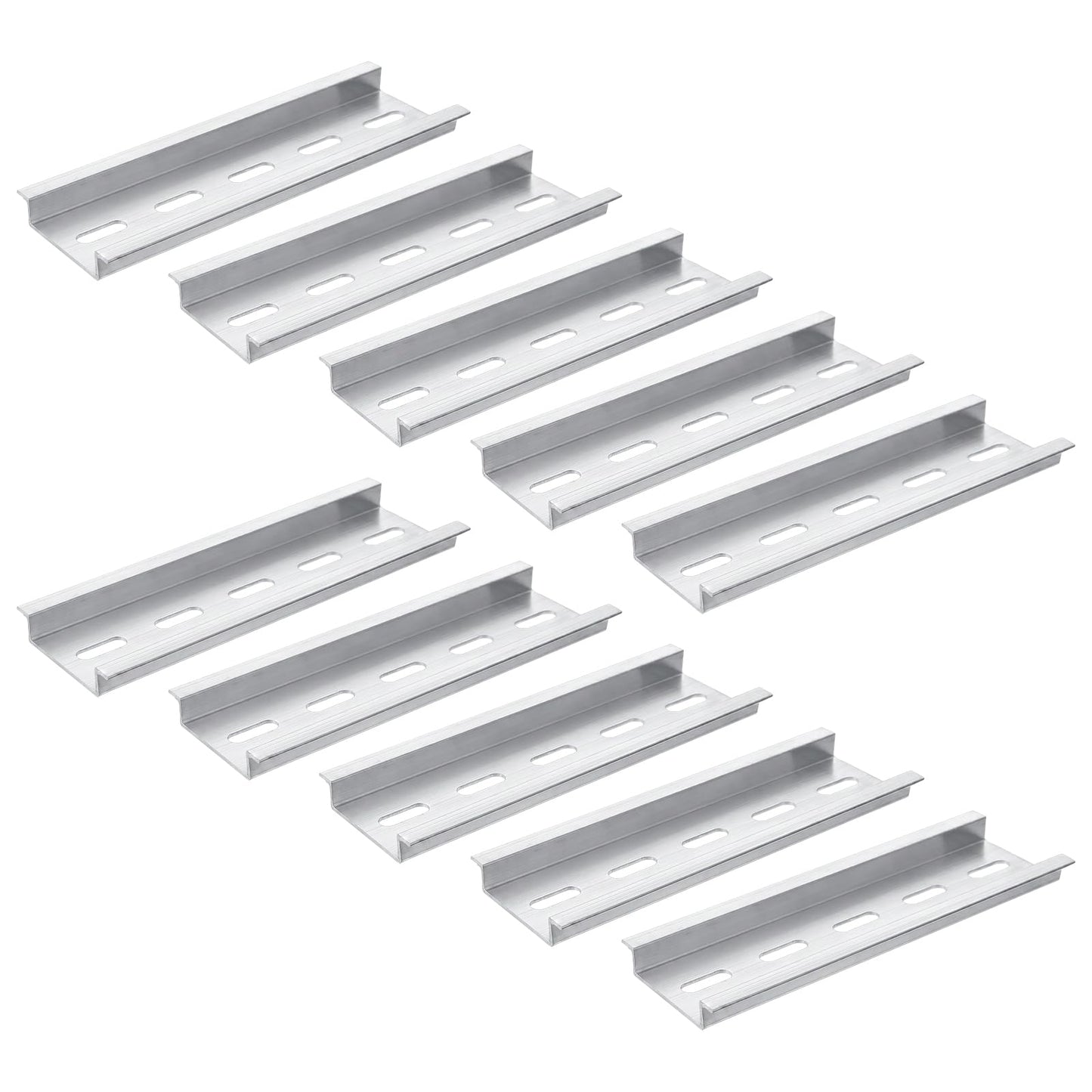 Chsoejuf 10 Pack Silver Aluminum Din Rail Mount 100mm X 35mm X 7.5mm Rails
