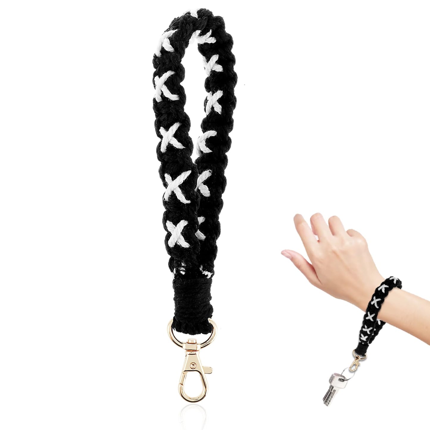 Ouligay Boho Wristlet Keychain Keyring Crochet Bracelet Keychain Handmade Wrist Keychain Lanyard for Keys Wristlet Keyring Holder for Women Girls