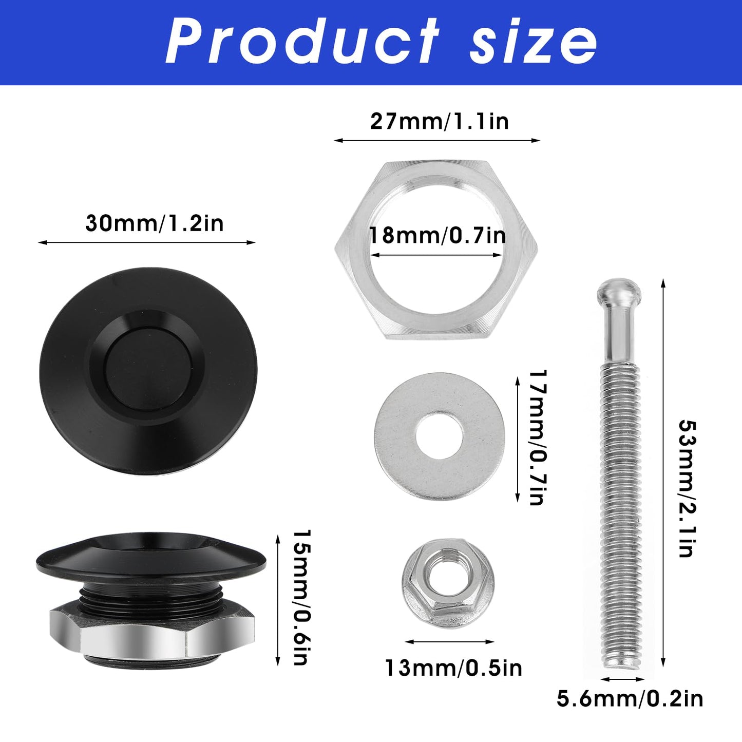 Ouligay 2Pcs Quick Release Latch Universal Aluminum Vehicle Hood Pins Release Push Button Bumper Quick Release Lock Latch Bumper Push Button Bonnet Quick Latch Hood Pins License Plate Lock Clip