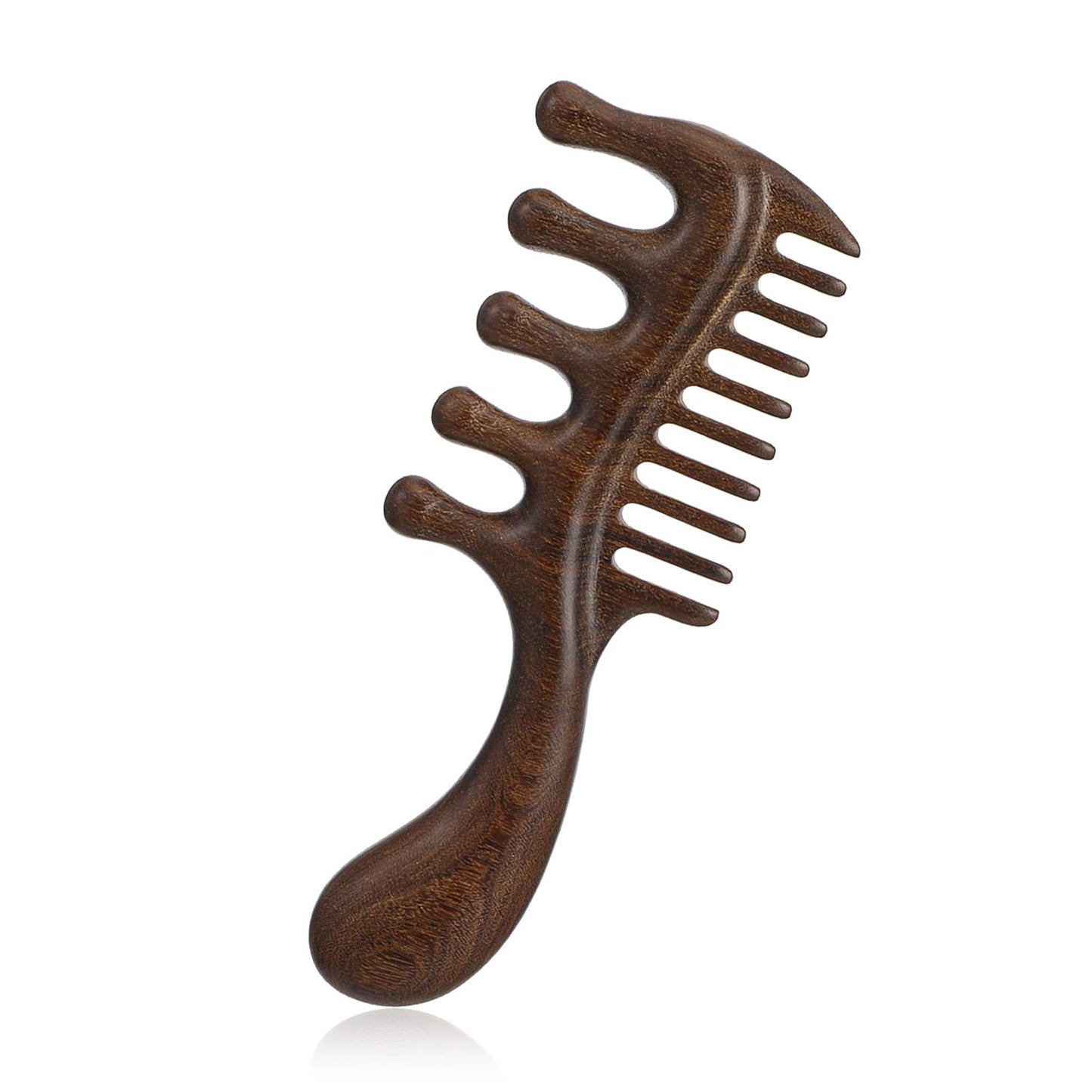 Wooden Scalp Massager Comb Wooden Massage Tools Scalp Massager Comb Natural Wood Wide Fine Tooth with Handle Hair Gua Sha Manual Ergonomic Handheld Stick Head Massage Tool for Relaxation