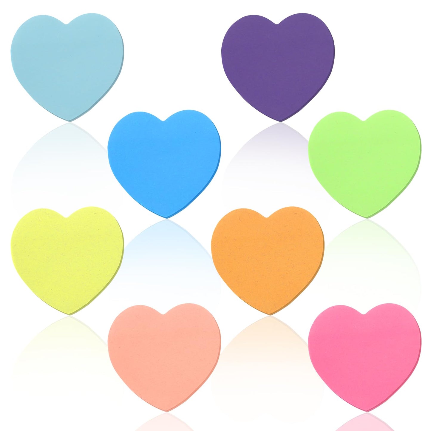 Ouligay 8 Pads Cute Heart Sticky Notes Colorful Sticky Notes Heart-Shaped Self-Stick Memo Pad for Office School
