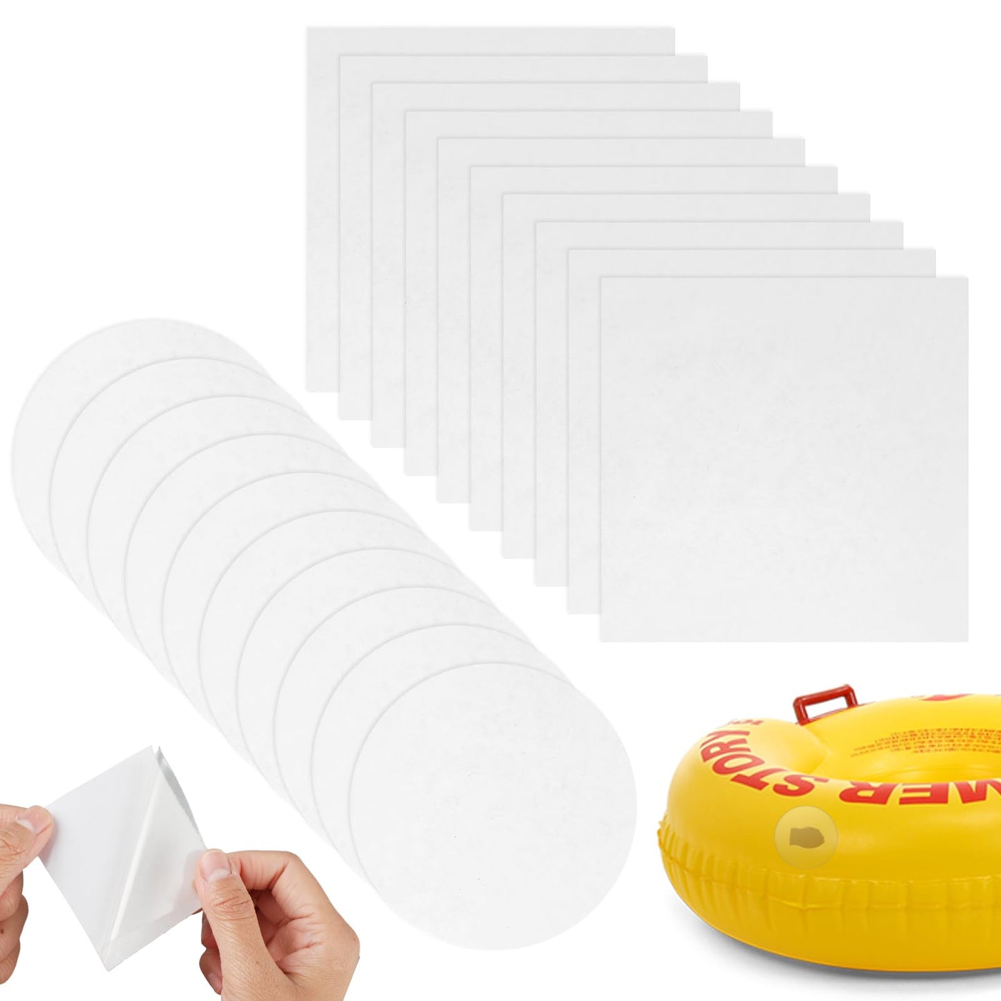 Tyqour 60Pcs Inflatable Patch Repair Kit Self-Adhesive Pool Patch Repair Kit Waterproof Tent Repair Kit Puncture Repair Patches for Inflatable Pool Airbeds Swimming Ring