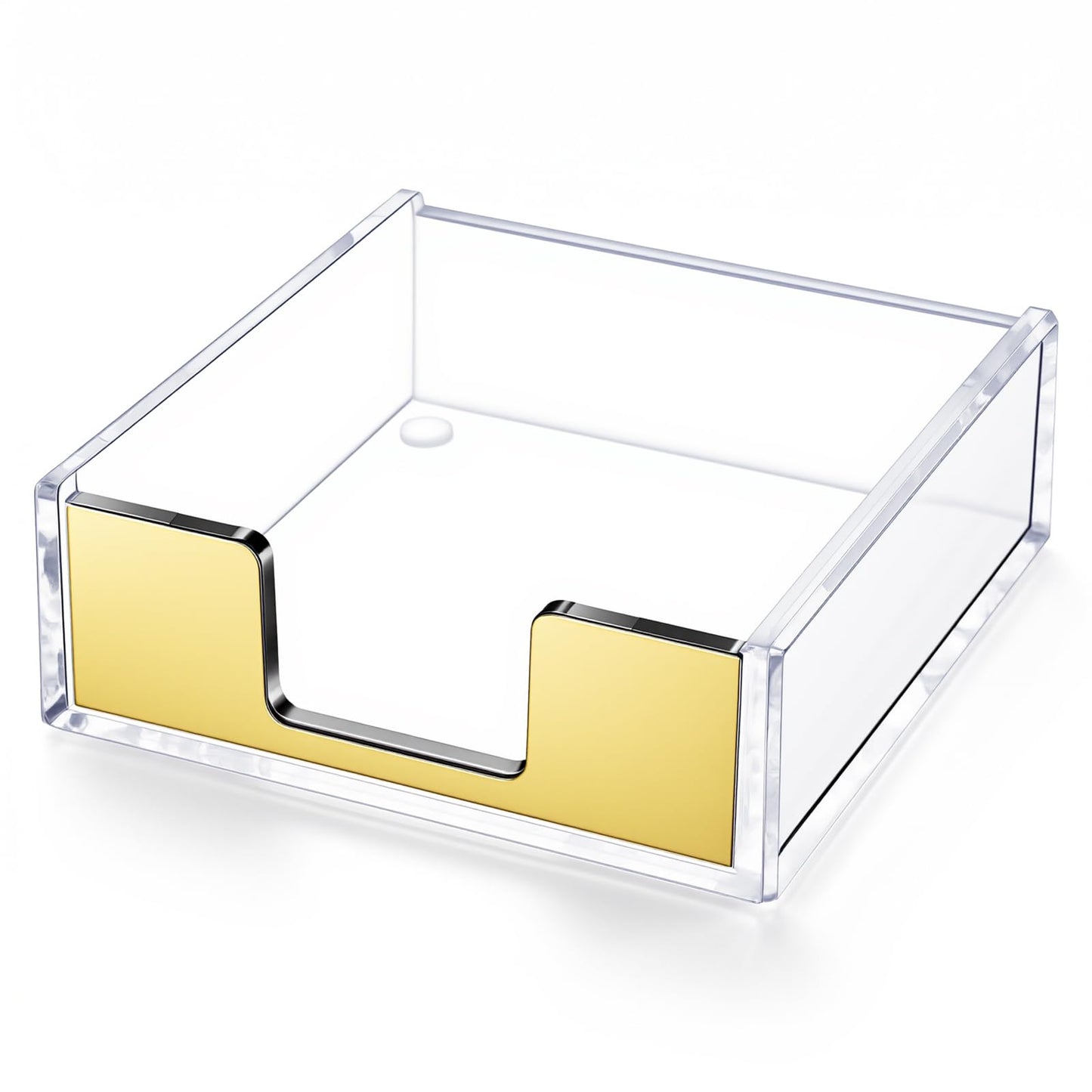 Xinjoduz Gold Sticky Note Holder, Clear Acrylic Sticky Notes Holder Memo Pad Dispenser Case for Desk Office Home School Aesthetic Supplies Organization Accessories (Gold)
