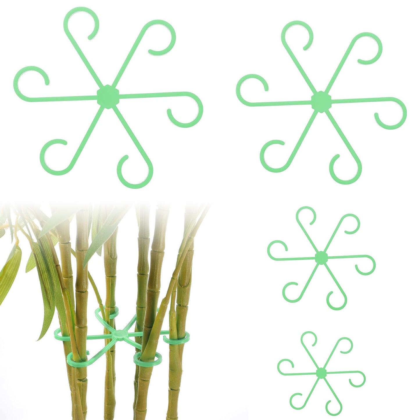 8PCS Plant Support Stakes for Indoor Plants, Acrylic House Pothos Plant Climber Support Flower Stem Supports Pole Sticks Holders Reusable Plant Trellis Hook Growth Accessories for Plants (Green)