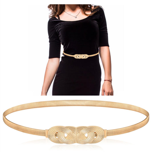 Xinjoduz Gold Dress Belt Gold Belt for Dresses Women Fancy Gold Belts for Women Dresses Womens Metal Stretch Waist Metal Stretch Elastic Waist Belt Skinny Thin Belt for Women Dress for Girls Women