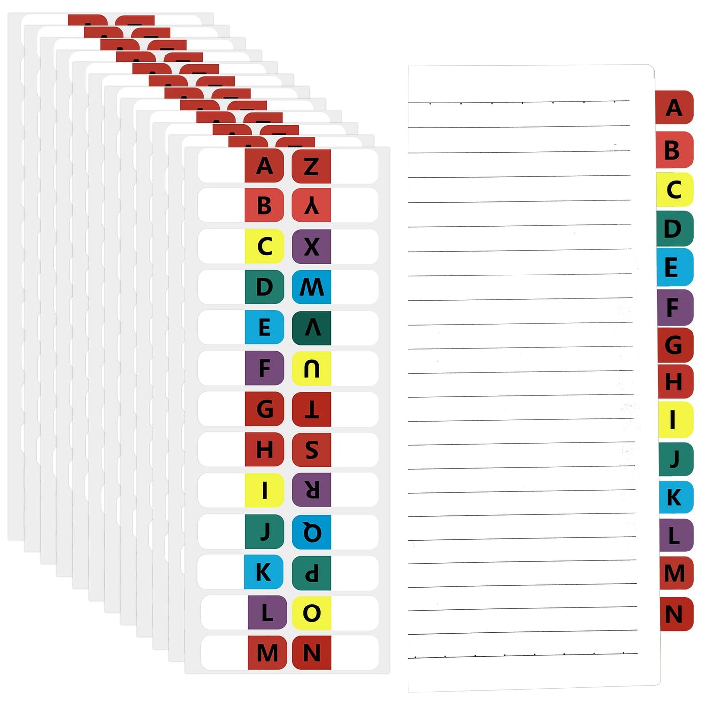 312 PCS Alphabetical Tabs Self Adhesive A-Z Index Tabs Colorful 26 Letters Alphabet Stickers Multicolor Alphabet Index Tabs Alphabet Tabs for Notebooks Dictionary Files Textbook (12 Sheets)