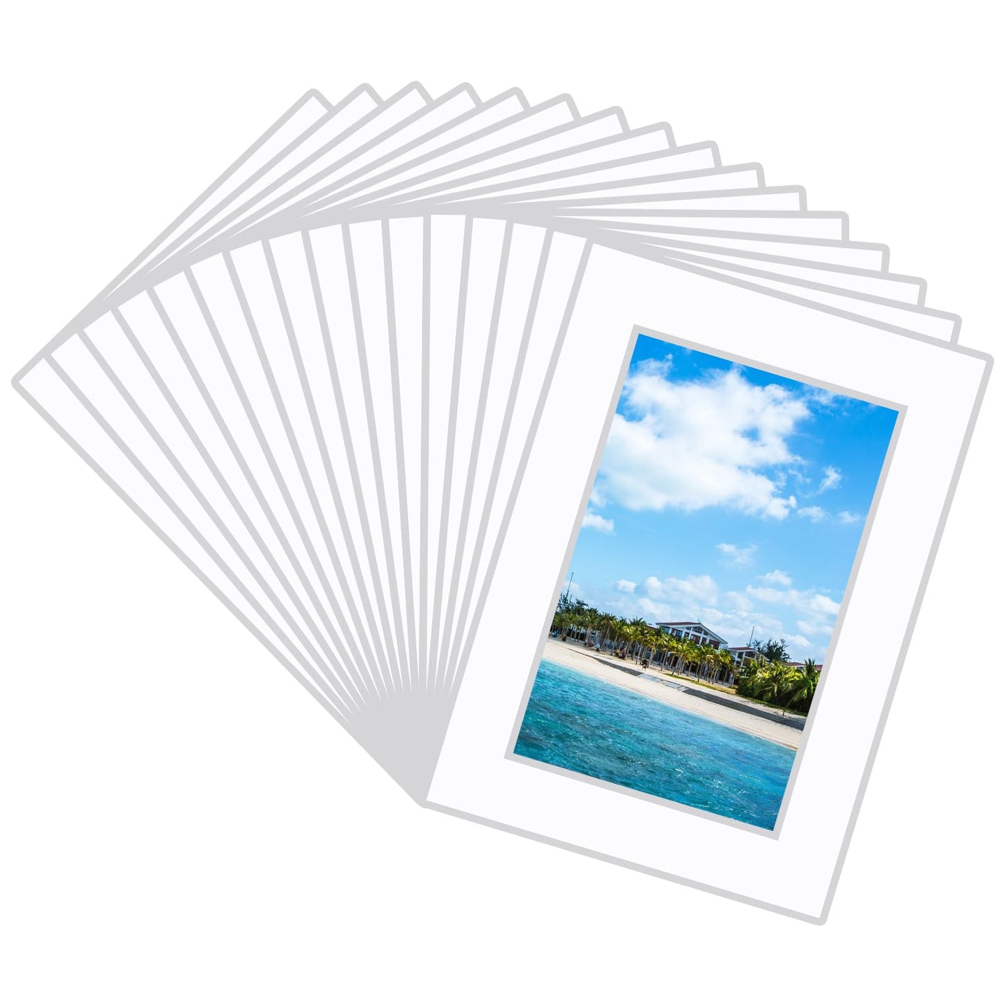 Teaaha 16 PCS Photo Frame Cards 5x7 Photo Mounts, Picture Frame Mats White Matting Photo Mat for 4x6 Pictures Display Photo Painting Mat Core Bevel Cut Mat Board Show Kit for Photos, Prints, Artworks