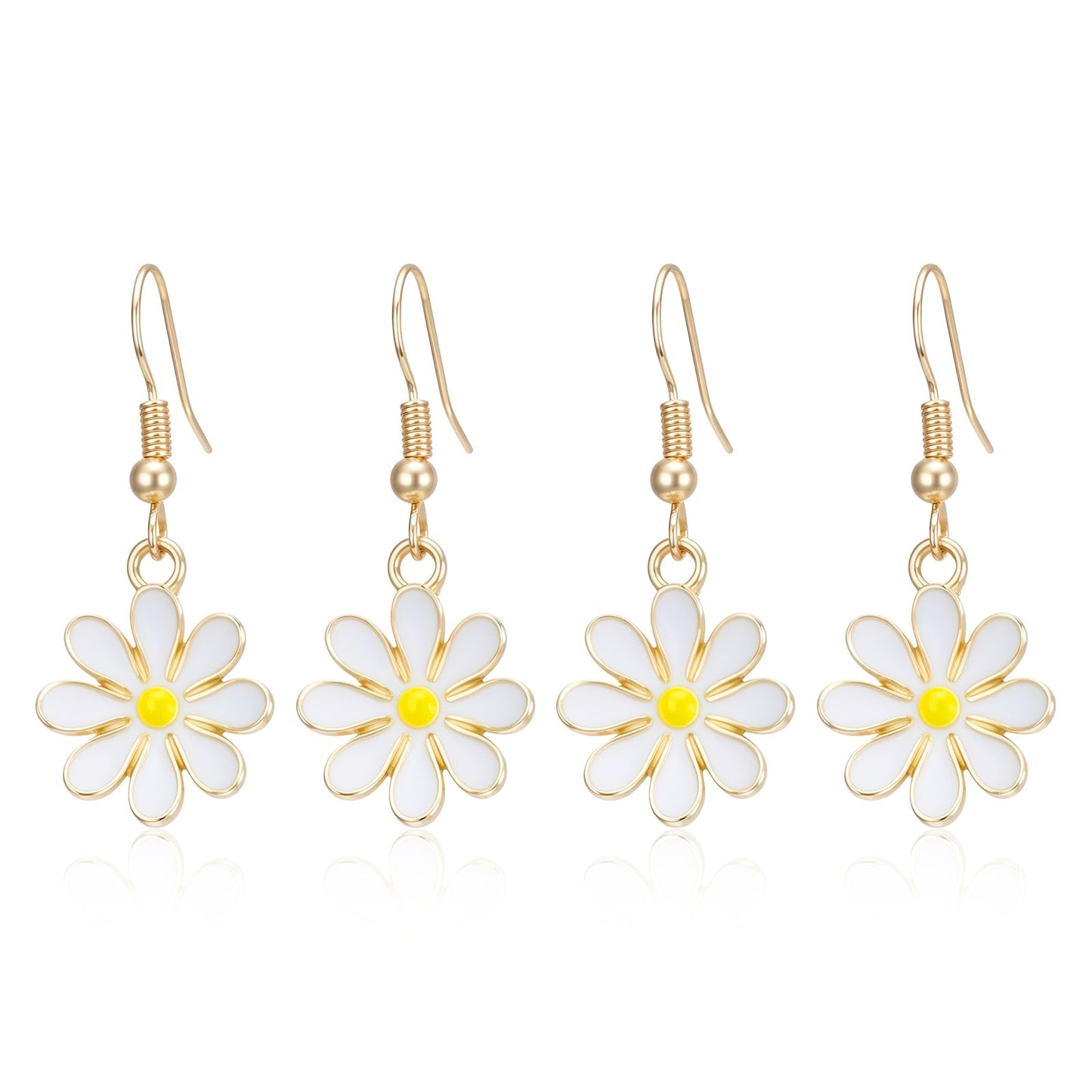 2 Pair Daisy Earrings For Women Flower Earrings Bohemian Cute Sunflower Small Dangle Drop Gold Minimal Vintage Daisy Flower Hook Jewelry Gift For Women Sweet