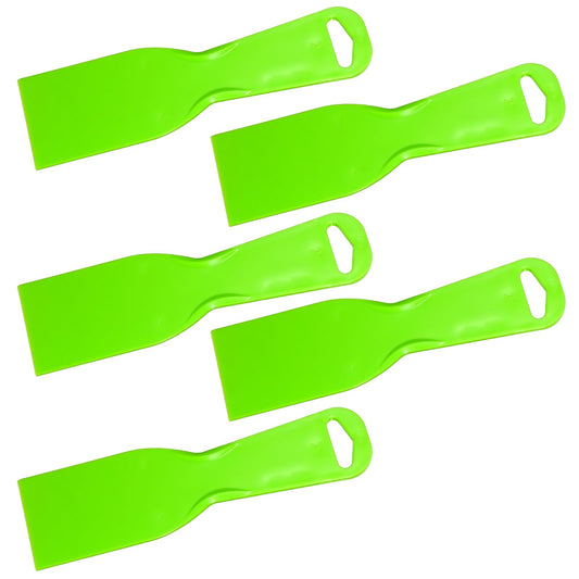 Xinjoduz 5 PCS Plastic Putty Knife, Plastic Scraper Tool Flexible Spackle Knife Disposable Spreader for Taping Drywall Wall Painting Decals Paper Patching Scraping Coating(Green 7×2 in)