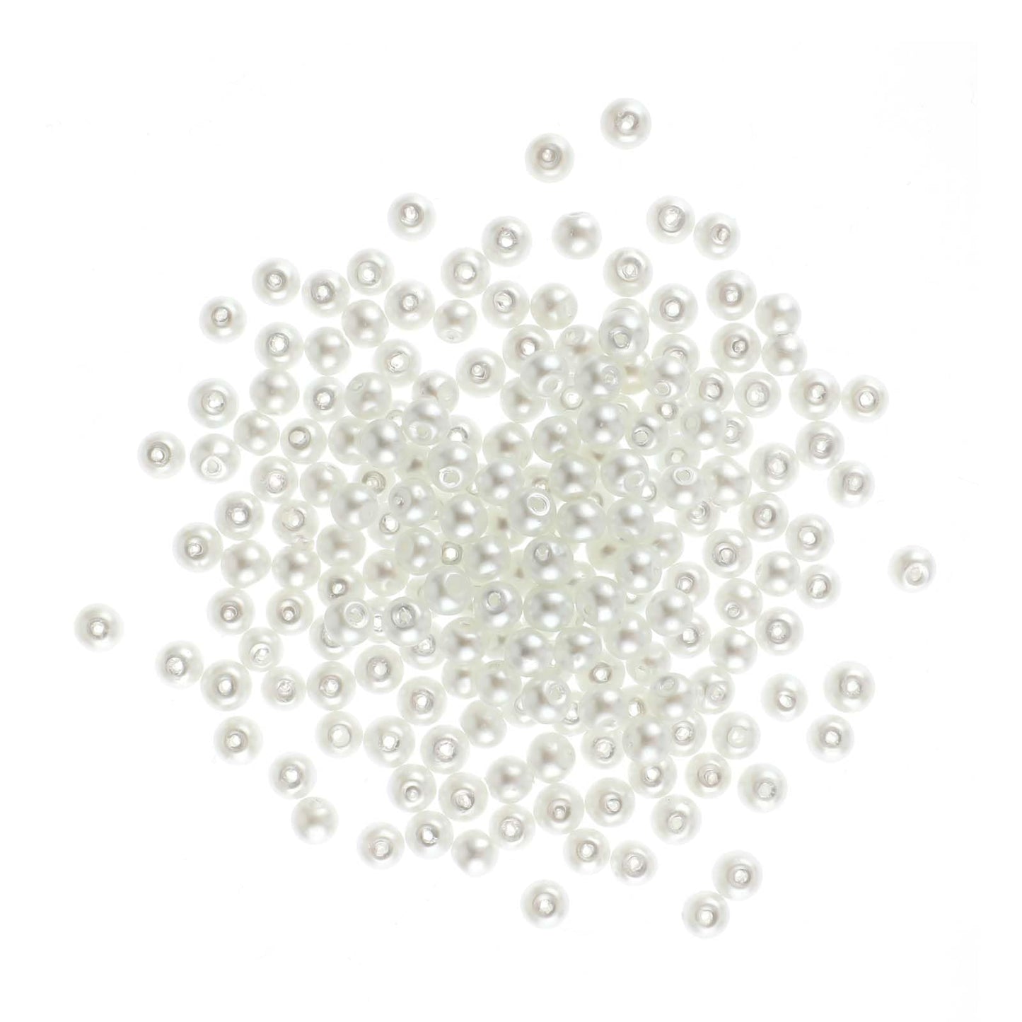 200PCS Glass Pearl Beads 4mm White Round Pearl Beads Faux Pearl Beads Tiny Satin Luster Filler Spacer Beads with Holes for Jewelry Making, Bracelets Necklaces Hairs Decoration Vase Filler (White)