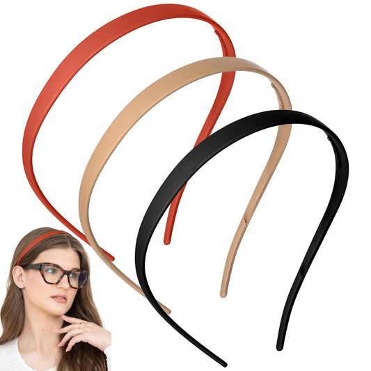 Xindojuz 3 PCS Comfortable Headbands for Glasses Wearers, Flex No Pressure Plastic Headbands No Headache Square Headband for Girls Womens Headbands Non Slip Thin Sunglasses Headbands with Teeth