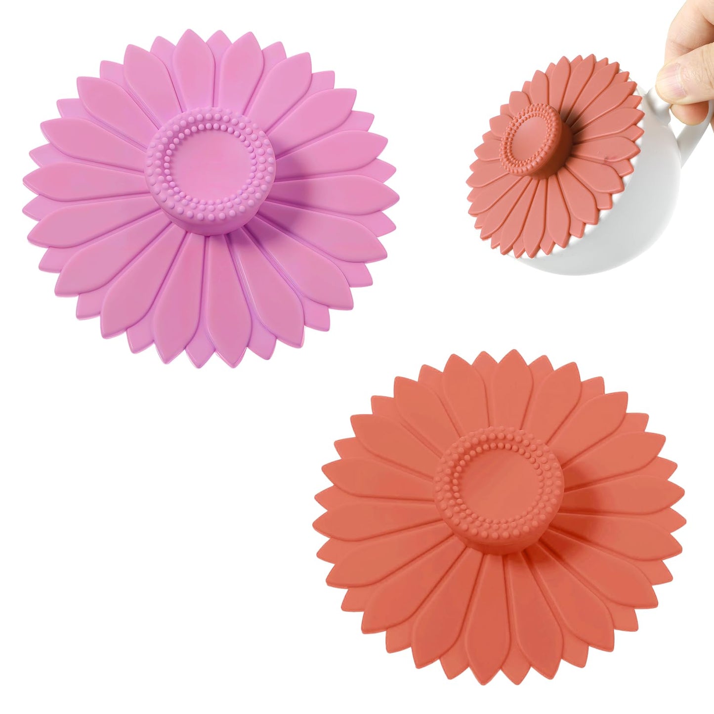 2 Pcs Drink Covers Cup Covers for Drinks for Safety Silicone Lids for Cups Mugs Flexible Mug Cover Tea Pots to Keep Bugs Out for Coffee Cute Reusable Lids for Beer Glasses, Sunflower