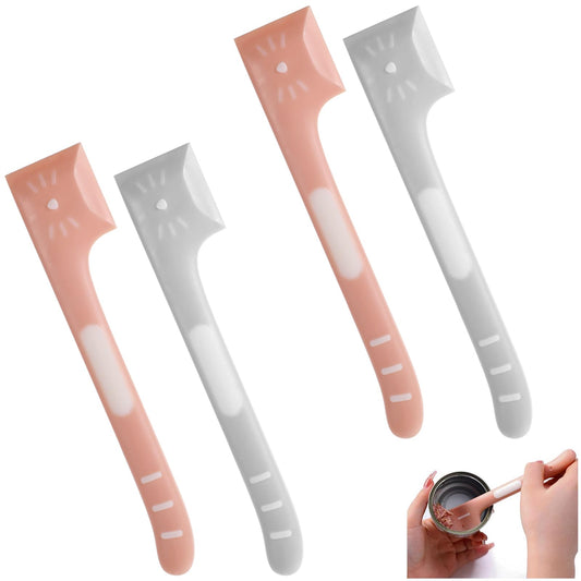 Xinjoduz 4 PCS Pet Food Can Spoon, Mini Spatula Plastic Food Canned Spoons Small Pet Jars Mixing Spoons Easy Clean Scraper Pet Food Scoop for Cat Dog Feeding and Wet Storage (Pink, Gray)