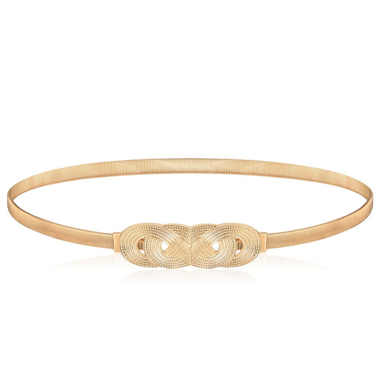 Xindojuz Gold Waist Chain Belt, Gold Belts for Women Dresses Jeans Pants Fashion Skinny Metal Cinch Belt Elastic Pendant Chain Belt Gold Elastic Thin Waist Belt Gold Dress Belt for Girls Women Fancy