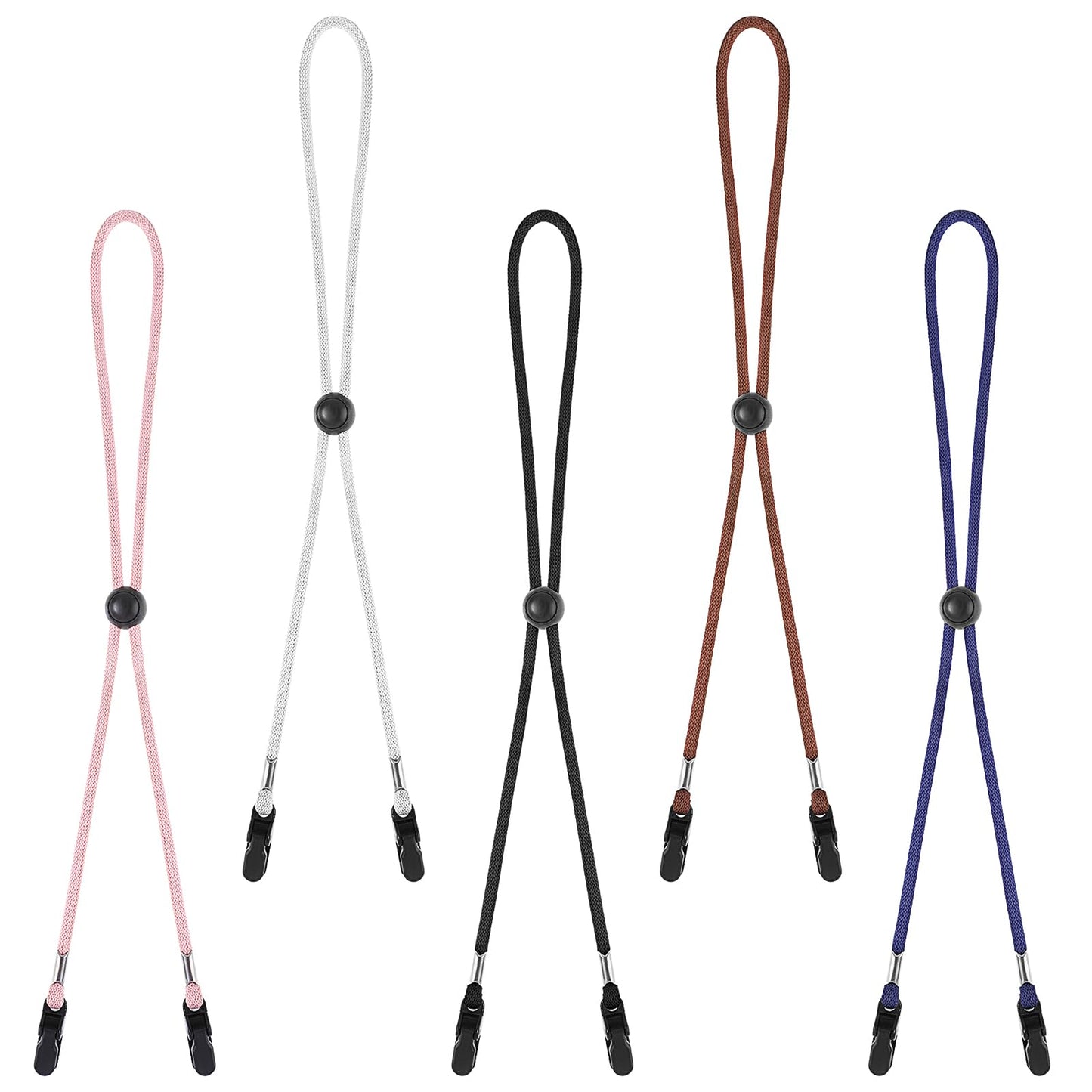 Nogeqi 4 Pcs Elastic Removable Hat Chin Strap Adjustable Hat Straps for Wind Windproof Hat Lanyard Anti-Lost for Boating Golfing Fishing Hat Outdoor(5 Colors)