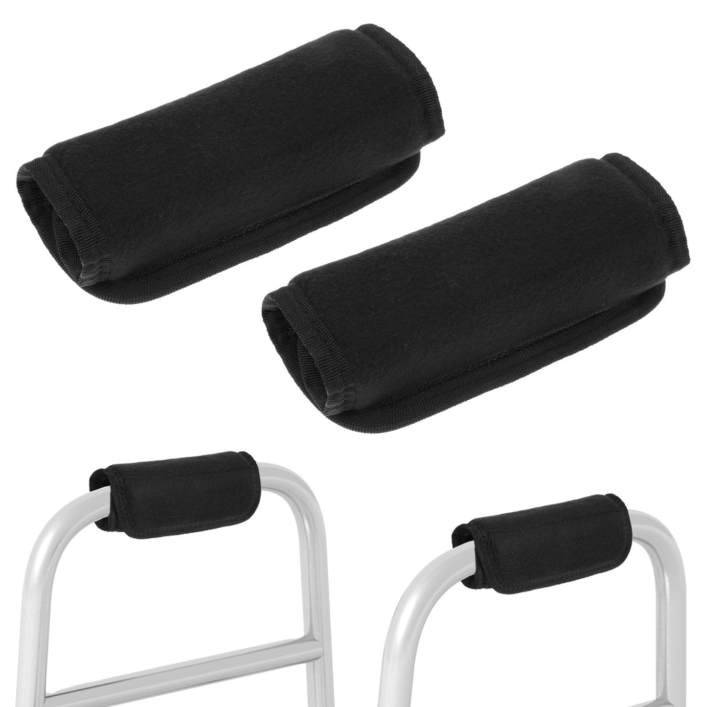 2 Pcs Walker Hand Grips Cover, Non-Slip Walker Padded Hand Grip Covers Handle Cushions with Memory Foam Padding for Wheelchair, Rollator, Crutch, Elderly Accessories (Black)