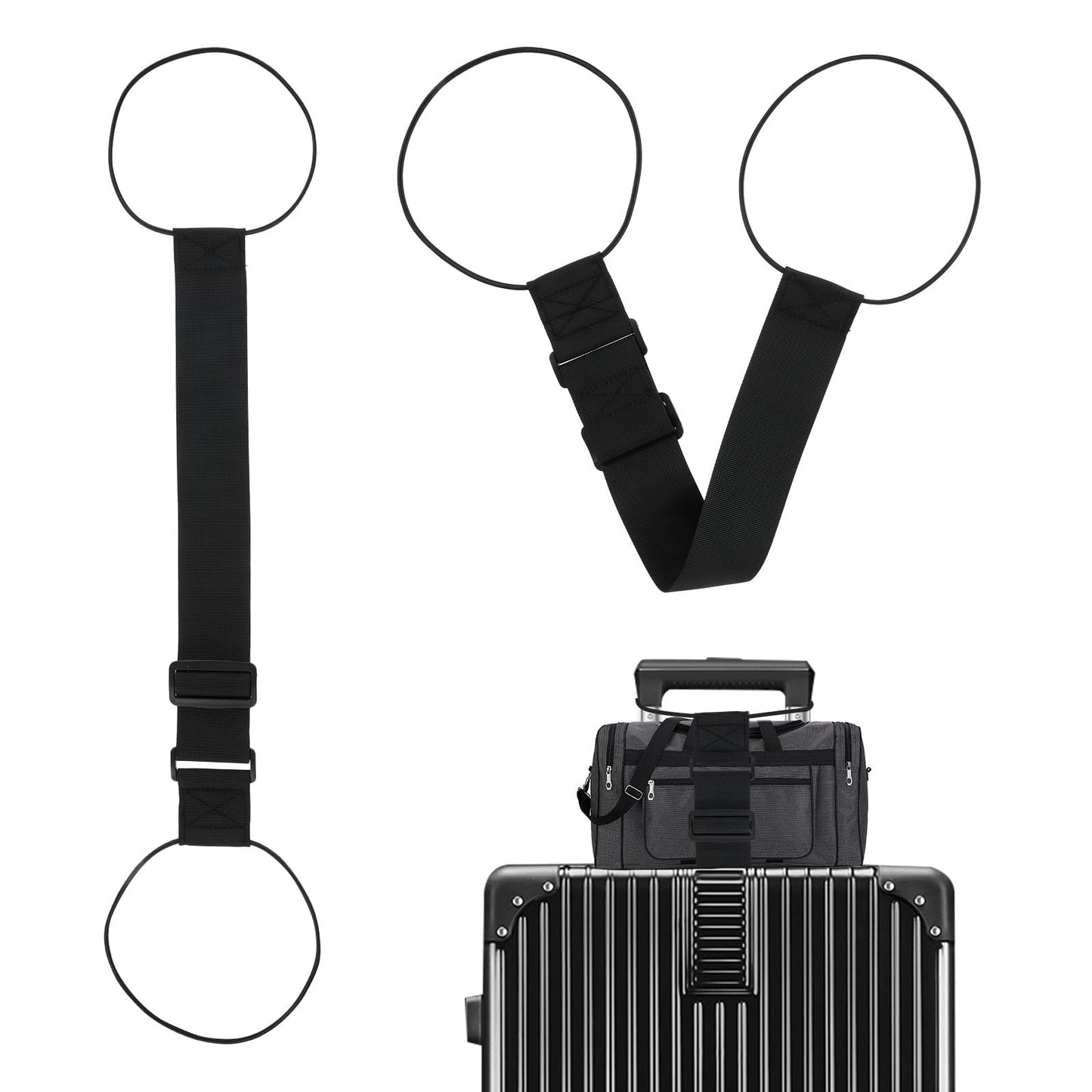 Luggage Strap For Carry On Bag Suitcases Add A Bag Adjustable Lightweight Easy Elastic Wrap Belts For Attaching Extra Bags Purse To Suitcase Handle Handbag Backpack Spinner Carryon Travel Airport