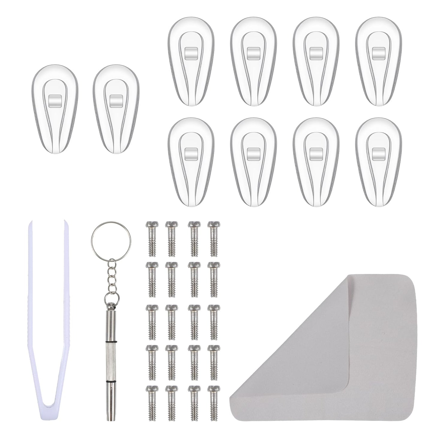 5 Pairs Eyeglasses Nose Pads Soft Silicone Nose Pads for Eyeglasses Air Chamber Glasses Noses Pad Replacement Kit Eye Glass Noses Piece Anti Slip Mini Screwdriver Glasses Repair Kit with Screws