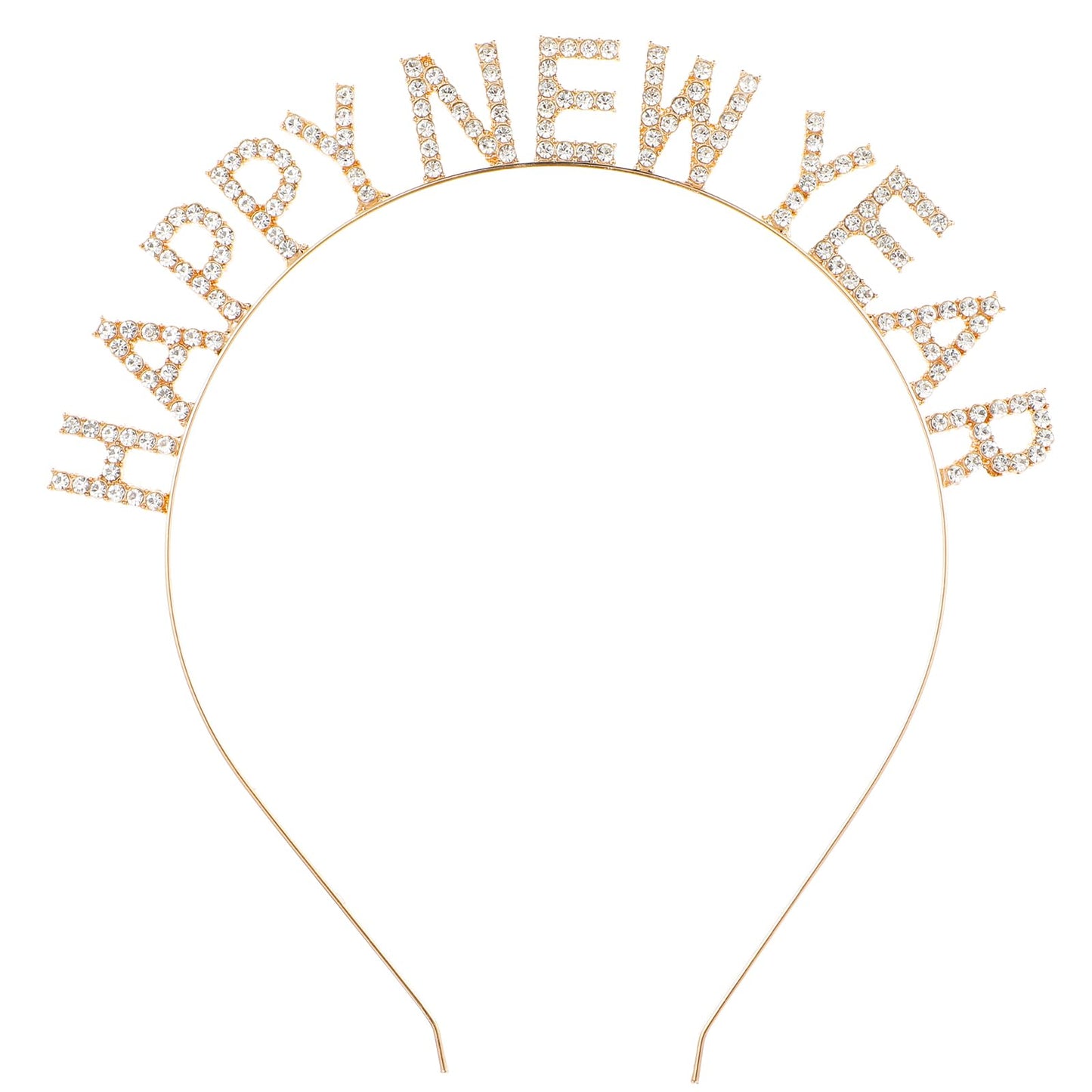 1 PCS Happy New Year Headband Gold New Years Eve Headband New Year Headpiece New Year Hair Hoops Decorative Rhinestone New Years Eve Headband for Women Girls Holiday Party Hair Hoop