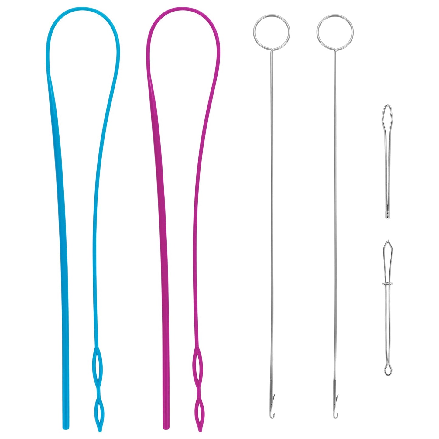 6 PCS Drawstring Threader Tool, Hoodie String Threader Rope Threader Clip, Plastic Drawstring Threaders, Metal Drawstring Threaders, Metal Tweezers for Fabric Belts Strips Hoodies Sweatpants