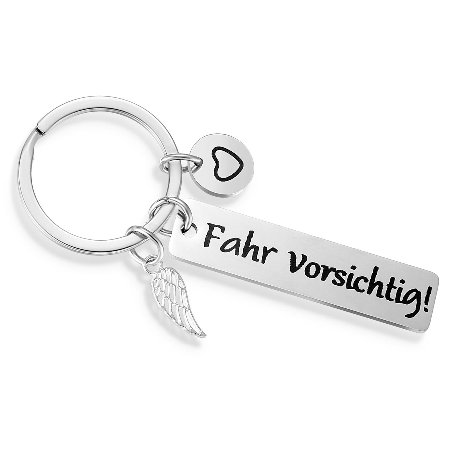 Tyqour Drive Safe Keyring Personalised Car Keyring Stainless Steel Drive Safe Keychain Gifts for Him Boyfriend Husband Father, silver, S