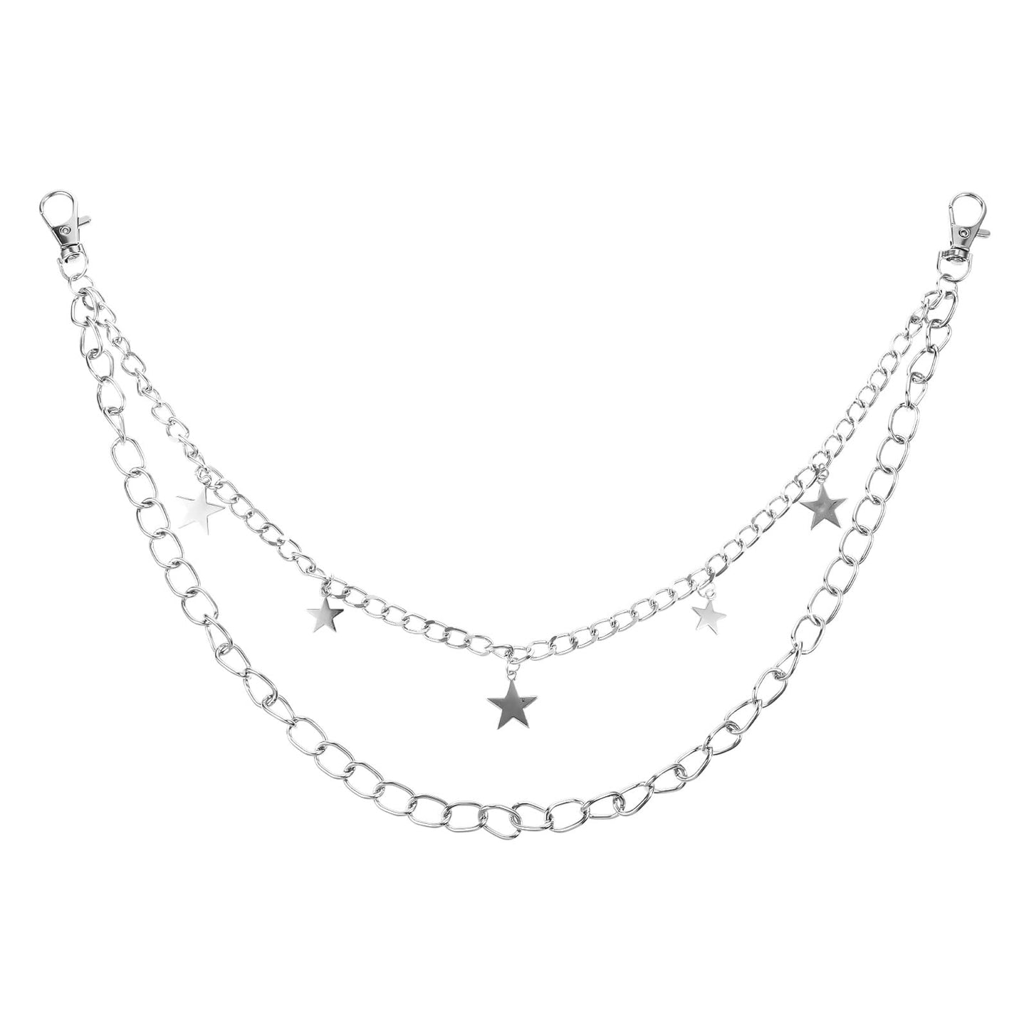 1 PCS Chains for Jeans Hip Hop Pants Chain Star Punk Pocket Chains for Women Layered Rock Wallet Silver Pants Goth Jean Cute Trouser Chain for Women Men Halloween Jewelry Clothing Accessories