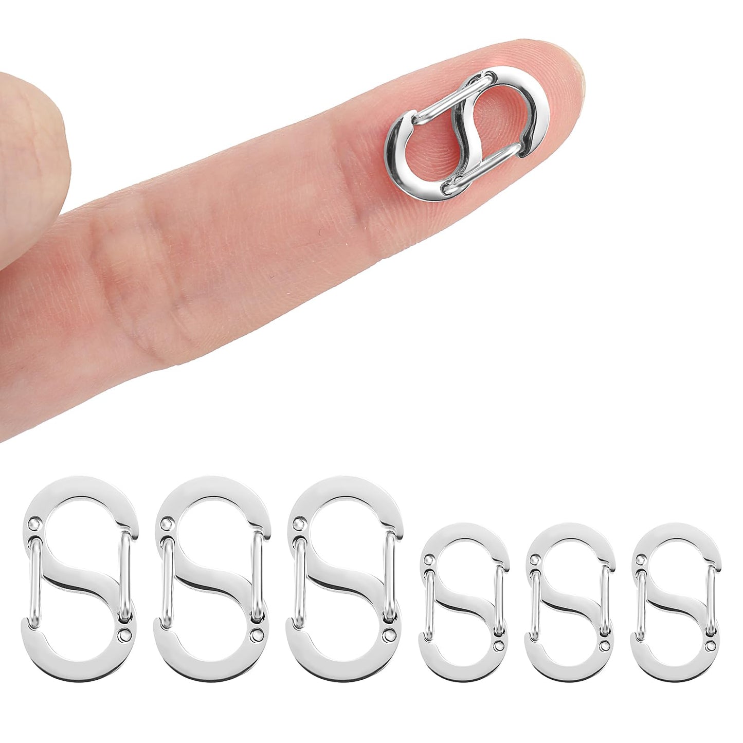 Tyqour 6pcs Double Opening Lobster Clasps for Jewelry Making, Necklace Clasps Replacement, Necklace Clip, Necklace Shortener Clasp Stainless Steel S Lock Bracelet Connector(Silver)