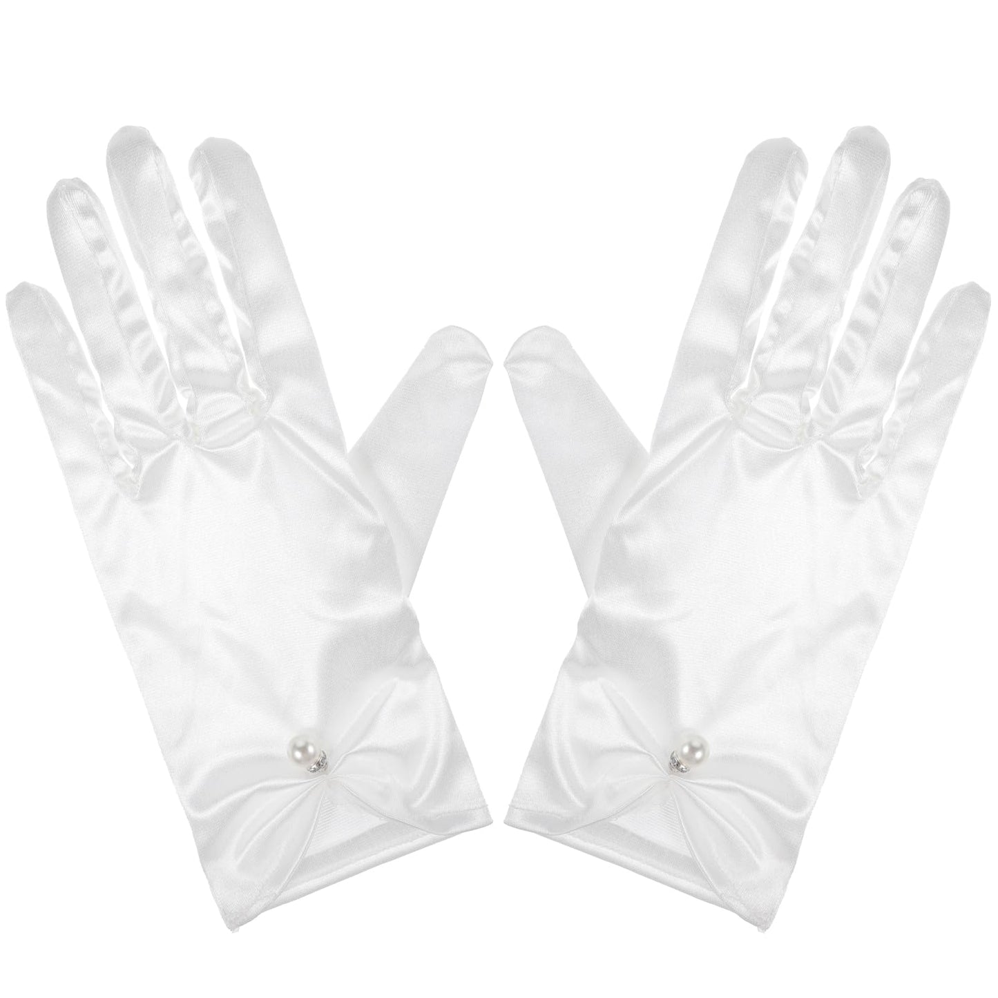 White Satin Gloves, White Gloves For Handling Wedding Dress Bridal Short Satin Gloves Opera Banquet 1920s Flapper Accessories Floral Tea Party Tuxedo Gloves For Tea Party Wedding Opera Dinner