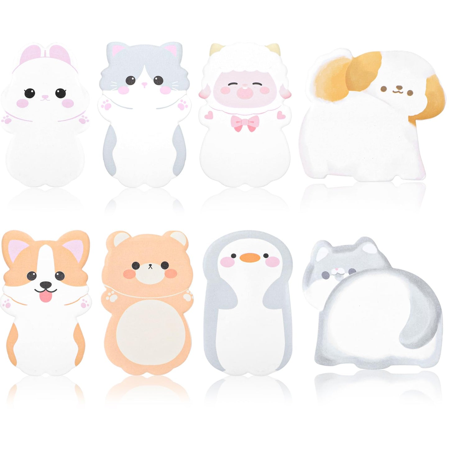 Ouligay 240 Sheets Cute Sticky Notes Cartoon Animal Sticky Notes Shape Self-Stick Sticky Note Pads Sticky Memo Pads Page Markers Students Home Office Roommates Gifts