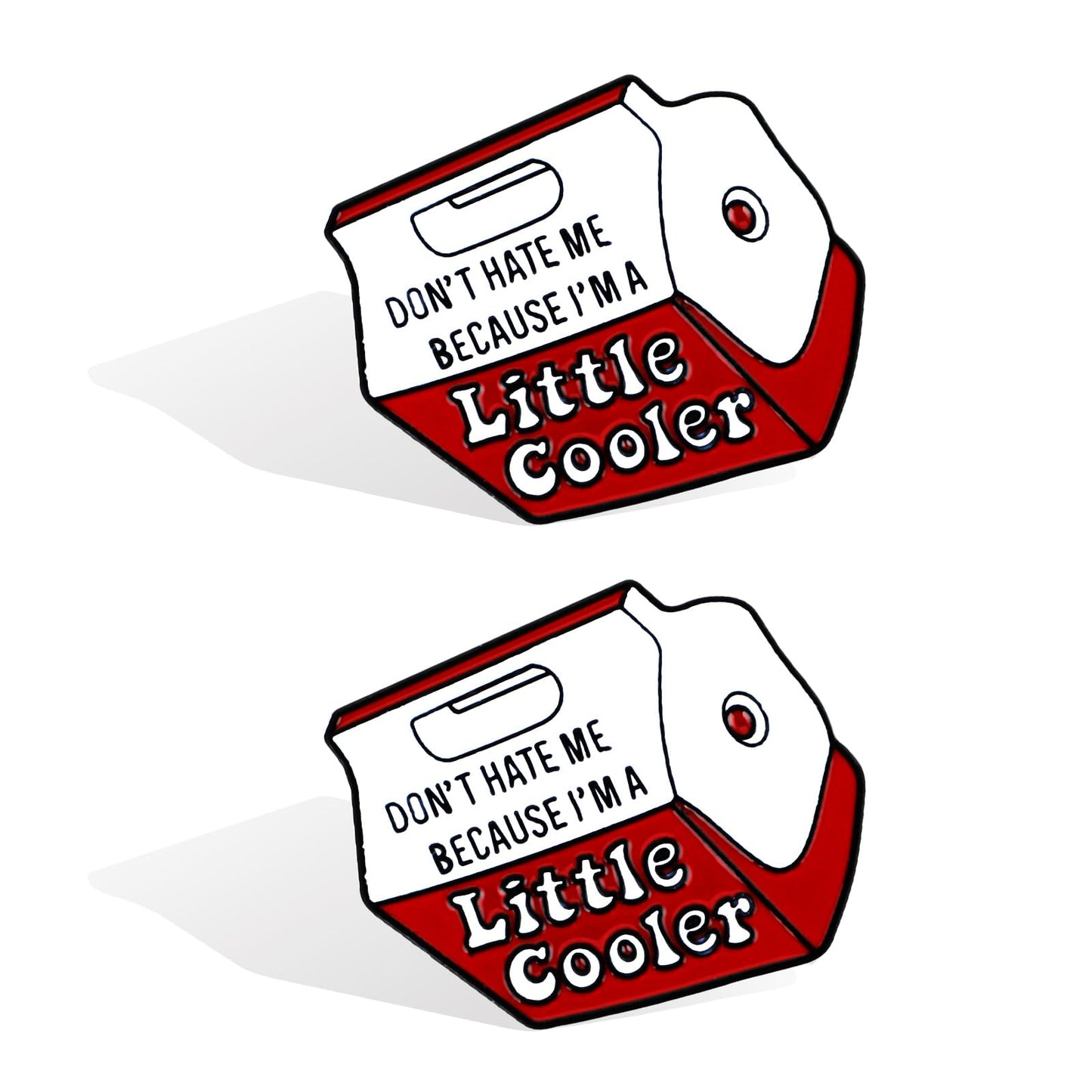 Mabor 2Pcs Funny Enamel Pins Little Cooler Brooch Pin Red Cute Novelty Decorative Clip Enamel Pin Badges for Backpacks Clothes Hats Bags Lapel Pins Accessories for Girls Friends